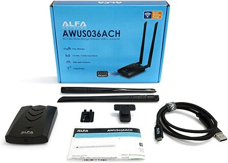 ALFA USB Stick AWUS036ACH-C, Dual-Band Ultra-Range USB Adapter (USB-C)